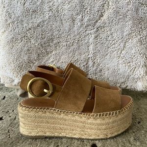 Brown platform wedges